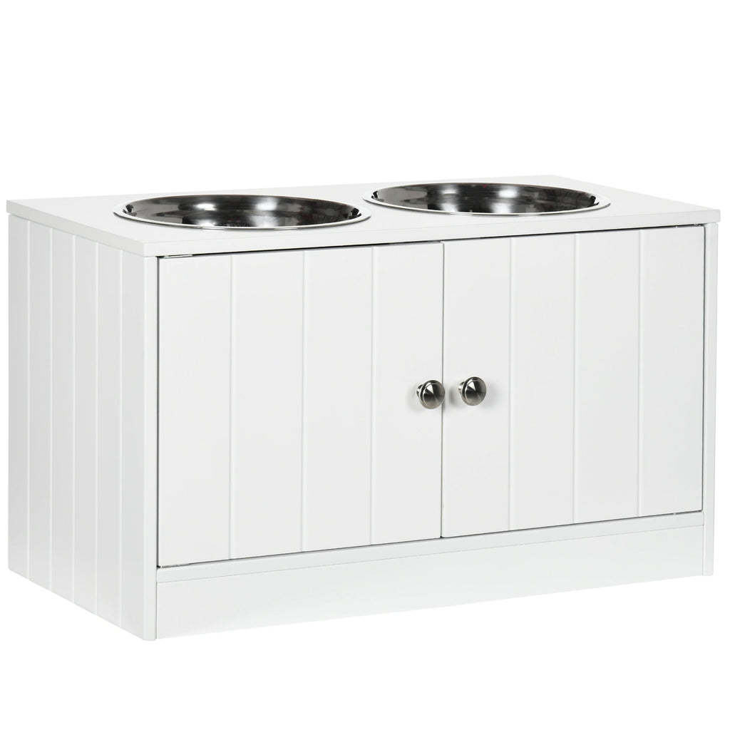 PawHut Large Elevated Dog Bowls with Storage Cabinet