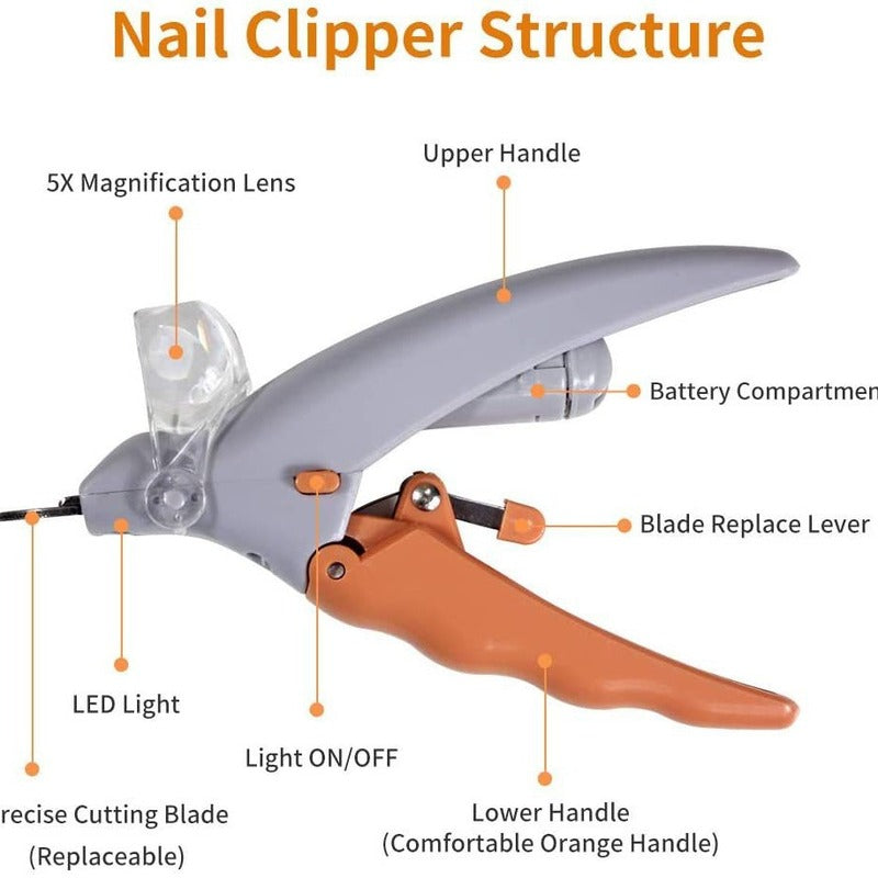 Professional LED - lit pet nail clippers for cats and dogs. Toe - claw cutting tool, pet supplies.