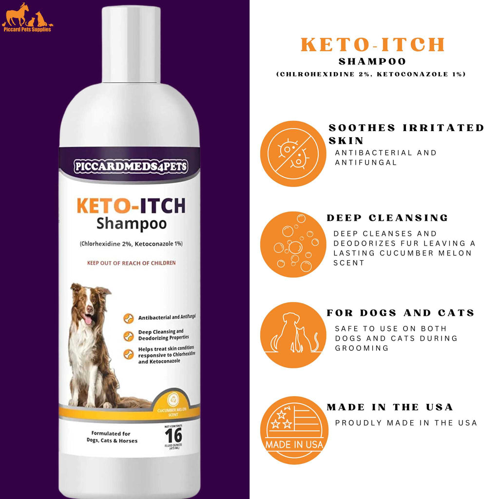 Piccardmeds4pets Keto-Itch Relief Medicated Shampoo Pet Dog 16 oz. + FREE Bandana!
